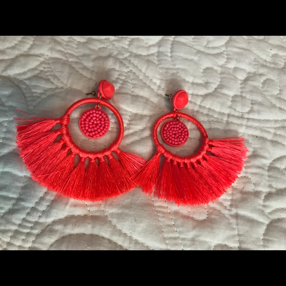 J. Crew Neon Tassel Earrings
